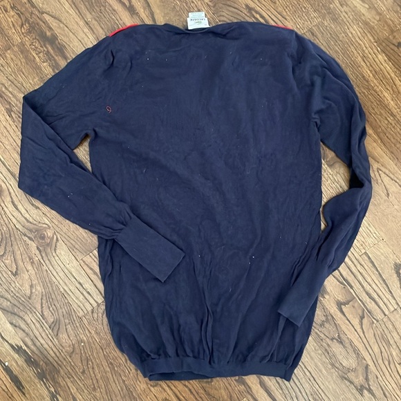 Lacoste Navy Cotton Henley Sweater with Red Épaulettes and Placket accents - Picture 5 of 6